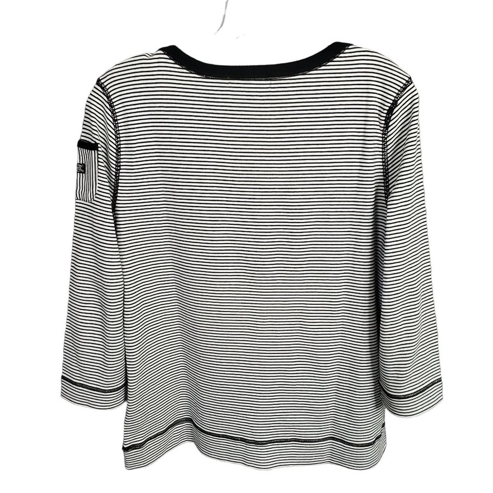 LRL Ralph Lauren Size XL Shirt Pullover Lightweight Knit Striped Black White - Picture 3 of 9